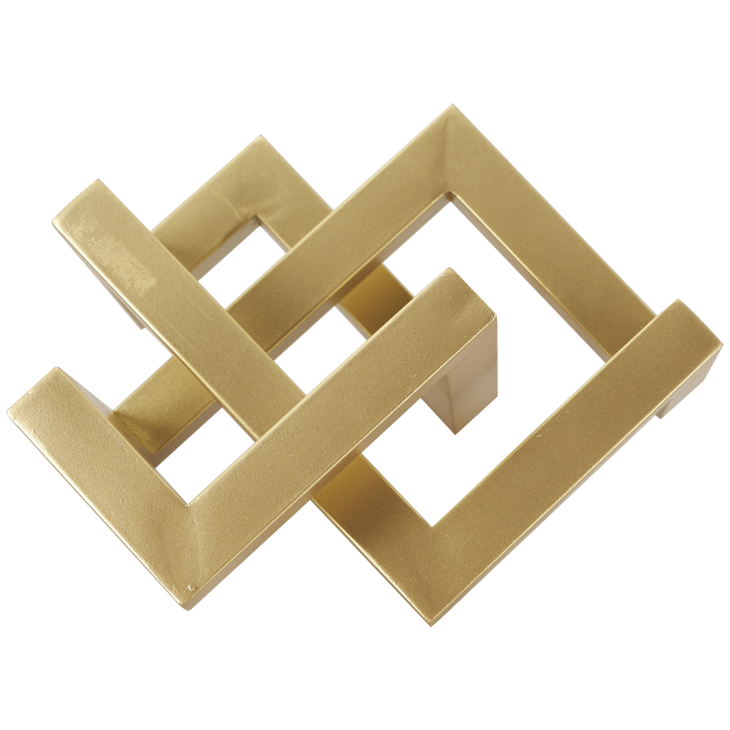 12" x 7" Gold Metal Abstract Shaped Geometric Sculpture, by DecMode