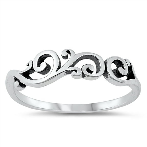 Swirl Vintage Oxidized Ring .925 Sterling Silver Band Jewelry Female Male Unisex Size 5