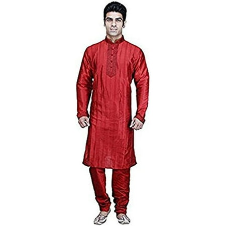 

Royal Kurta Men s Silk Blend Kurta & Churidaar Set Red