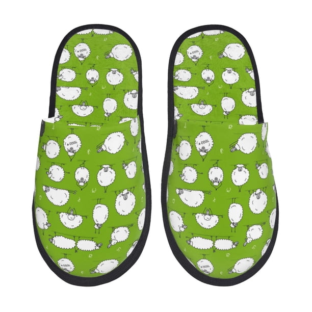Balery Funny Sheep Doing Yoga Pantuflas de Casa de Felpa Silenciosas con Diseño Estampado, Zapatillas Cómodas Antideslizantes de Algodón para Interior-Large