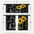 thumbnail image 4 of Sunflower Kitchen Curtains Summer Bees Window Curtains Valance and Tier Set of 3, Watercolor Sunshine Rod Pocket Short Tier Curtain, Black Small Kitchen Decor 54" x 24", 4 of 6