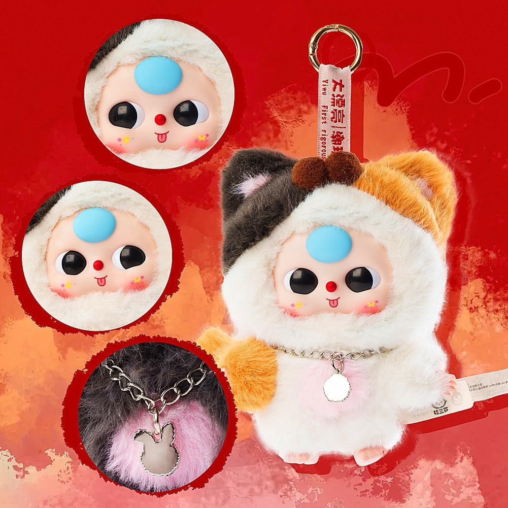 Baby Three Plush Blind Box, Baby Three Plush Figure Toys 1PC (1 of 10 Possible Styles) Cats and Dogs Series Blind Box Plush Collectible Keychain & Bag Charm Birthday Gifts 5.5 in