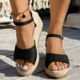 thumbnail image 2 of Women's Espadrilles Platform Wedge Sandals Beach Summer Linen Open Toe Ankle Strap Dress Sandals, 2 of 6