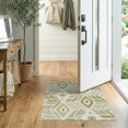 thumbnail image 2 of ODIKA 2'x3' Green Moss Geometric Design Washable Doormat Intricate Hand-Hooked Modern Patterns Non-Slip, Low Pile for Entryway, Kitchen, Laundry Room, 2 of 7