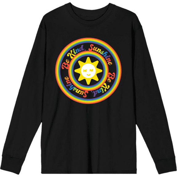 Pride "Be Kind Sunshine" Adult Black Crew Neck Long Sleeve Tee-XXL