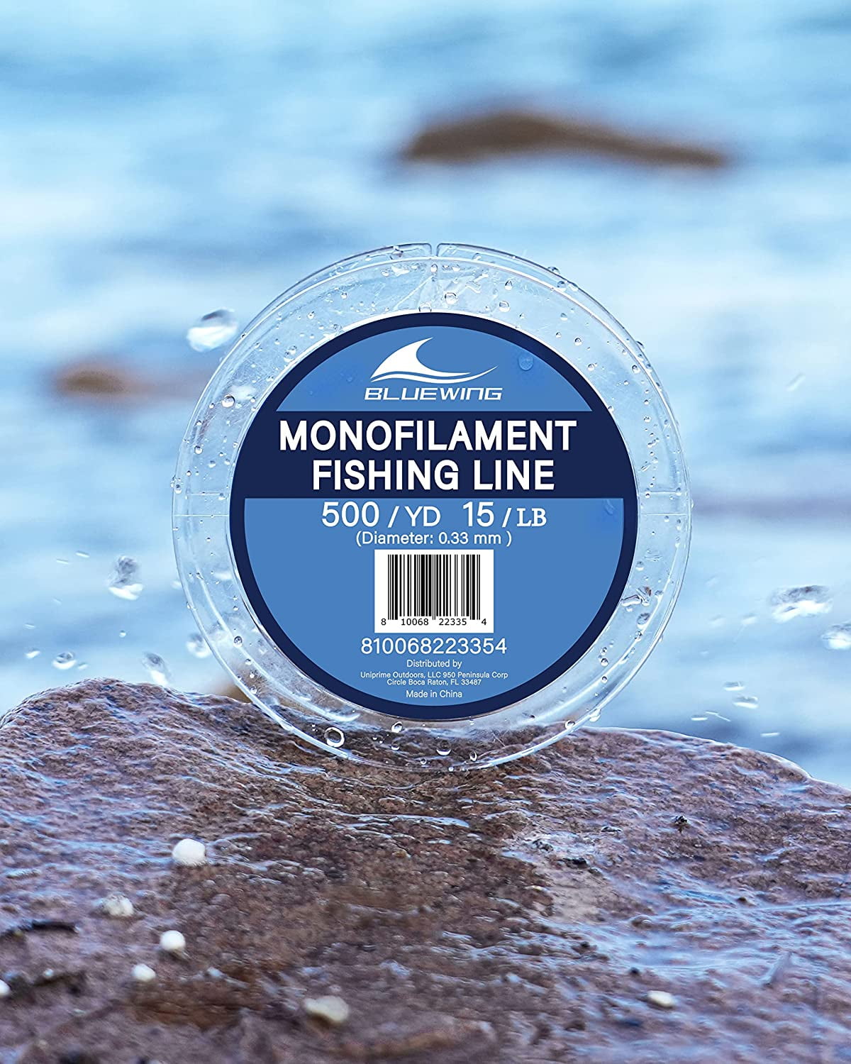 BLUEWING Monofilament Fishing Line Clear Invisible Thin Diameter Fishing  String Mono Fishing Line, Dia.0.33mm*500YD*15LB