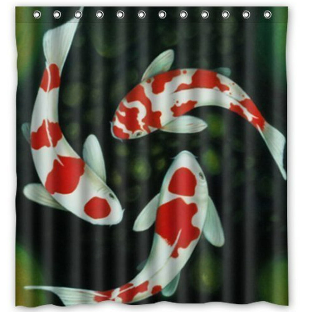 MOHome Japanese Koi Fish Shower Curtain Waterproof Polyester Fabric