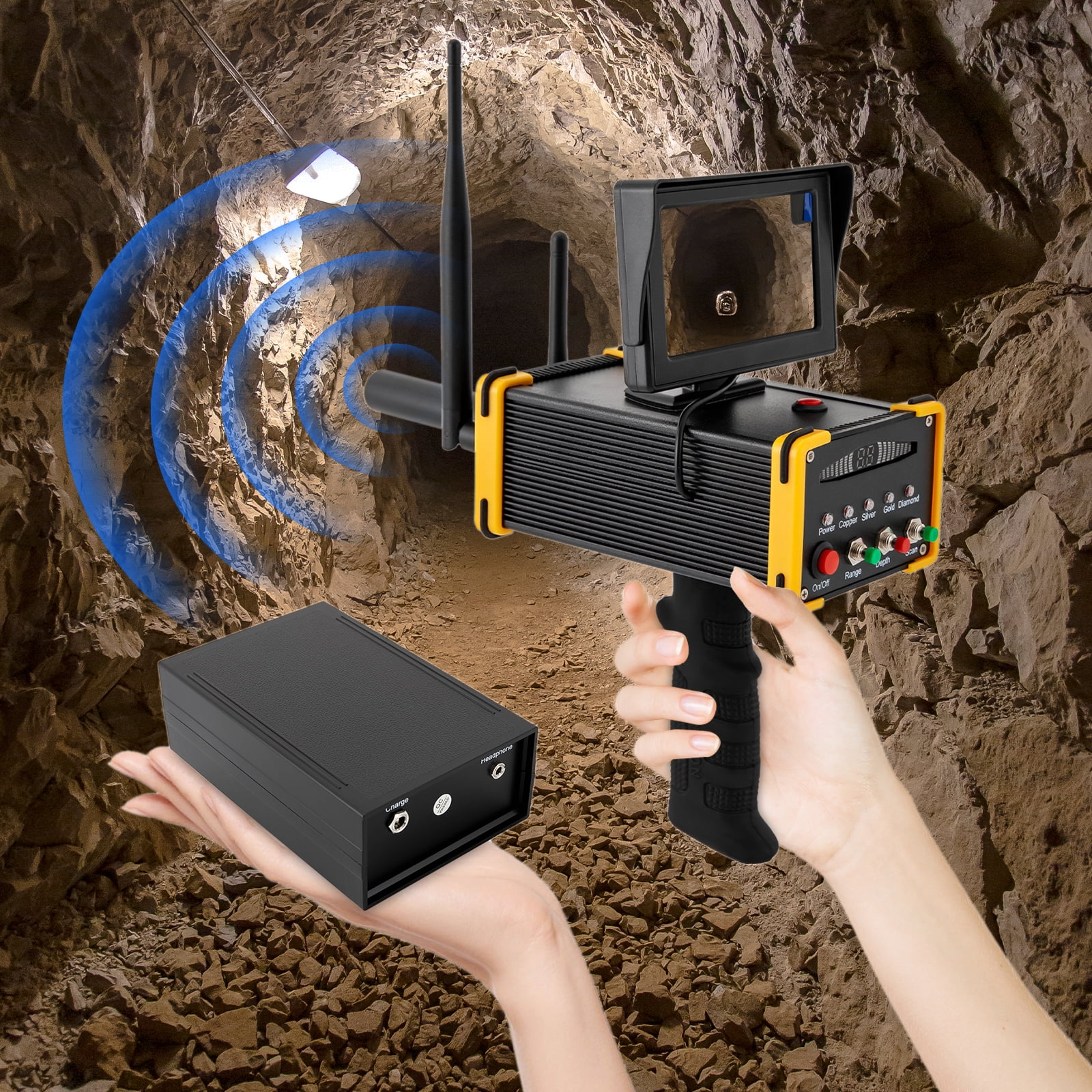 Long Range 3D Metal Detector for Gold, Silver, Copper, Diamond & Gemstone Hunting – LCD Display, Precision Treasure Hunter Scanner
