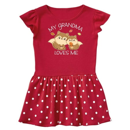 

Inktastic My Grandma Loves Me with Cute Squirrels in Autumn Gift Baby Girl Dress