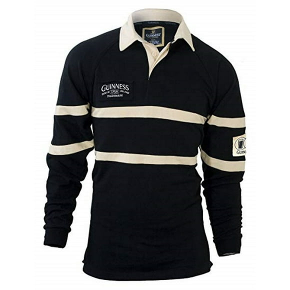 Guinness - T-shirt de Rugby Traditionnel Noir et Crème