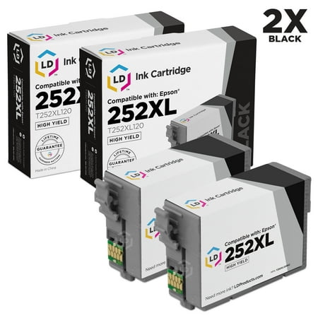 LD Remanufactured Epson 252 / 252XL / T252XL120 Set of 2 High Yield Black Ink Cartridges for use in WorkForce WF-3620, WF-3640, WF-7110, WF-7610 &