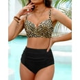 thumbnail image 3 of Yonique Women Underwire Bikini Set High Waisted Tummy Control Swimsuit 2 Piece Push Up Bathing Suit Hot Pink L, 3 of 5