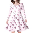 thumbnail image 1 of HABDGIKS Robes d'Été pour Filles Fête pour Enfants Mignon Manches Longues à Pois Nœud Imprimé Robe de Princesse Col Rond, 1 of 5
