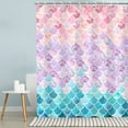 thumbnail image 2 of Mermaid Scale Shower Curtain, Mermaid Shower Curtain, Ocean Themed Shower Curtain, Pink and Blue Shower Curtain, Fantasy Girls Bathroom Decor with 12 Hooks, 72''''W x 72''''H, 2 of 6
