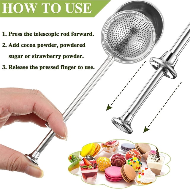 Teissuly Stainless Steel Duster Strainer Spring Stick Powdered Sugar Baking Tool Teissuly WER202311274007