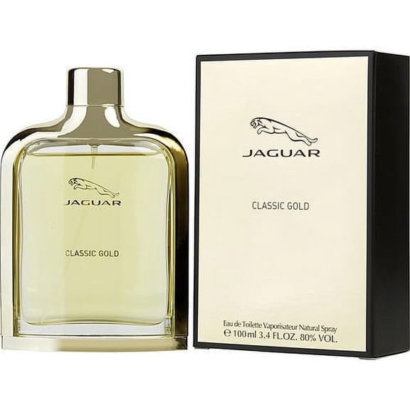 Jaguar Classic Gold Eau de Toilette for Men, 3.4 oz Spray – Fresh Woody Citrus Fragrance