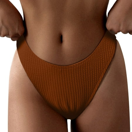 MSJUHEG Swimsuit Bottoms Thong Bathing Suit Seamless Bikini Bottom Bathing Suit Bottoms Bikini Thong Women s Bikini Beach Dress Seaside Sunscreen V Neck Waist Long Sleeved Open Back Blouse Brown S