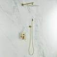 thumbnail image 2 of Luxurious Single Handle 2-Spray 10 in. Wall Mount Square Shower Head with Hand Shower Faucet in Brushed Gold, 2 of 14