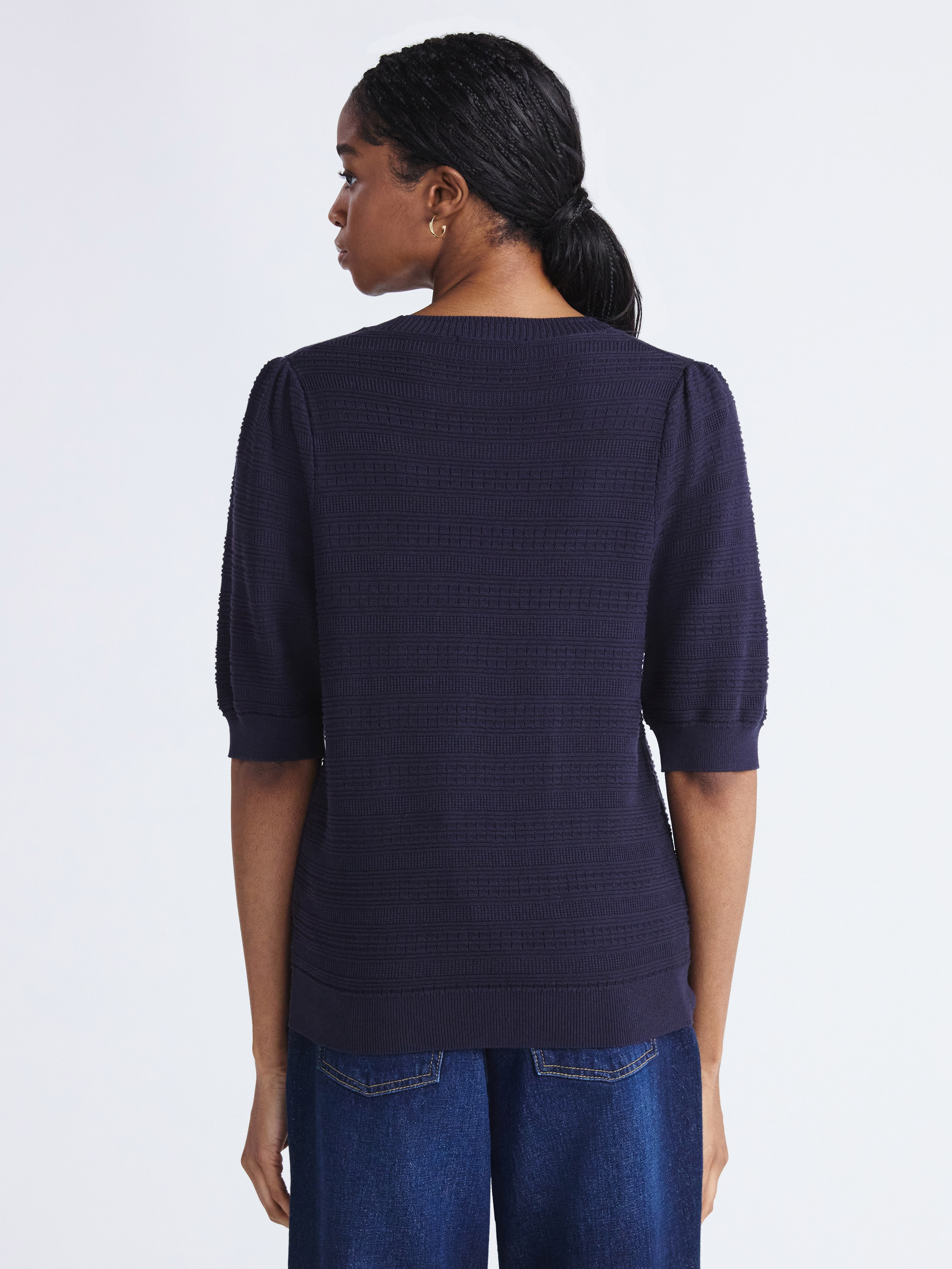 Free Assembly Women’s and Women's Plus Textured Sweater Tee with Puff Sleeves, Lightweight, Sizes XS-4X
