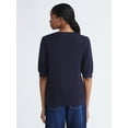 thumbnail image 4 of Free Assembly Women’s and Women's Plus Textured Sweater Tee with Puff Sleeves, Lightweight, Sizes XS-4X, 4 of 6