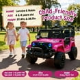 thumbnail image 6 of POVANLI 24V 2 Seater Ride on Toys for Kids, Electric Truck w/Remote Control, 20.28" Wide Seat, 2x200W Motor, 5 Mph Max Speed, Bluetooth, MP3, Belts, Lights, Power Car Wheels for Boys and Girls, Pink, 6 of 9