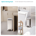 thumbnail image 2 of Home Zone Living 8 Gallon Slim Stainless Steel Kitchen Trash Can with Step Pedal and Soft-Close Lid, Silver, 30 Liters, 2 of 8