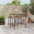 thumbnail image 1 of vidaXL Bar Table with Glass Top Brown 110x70x110 cm Poly Rattan, 1 of 4