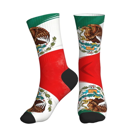 Unisex Mexican Flag Novelty Ankle Socks Colorful ComfortSoft Lightweight Sports Athletic Socks