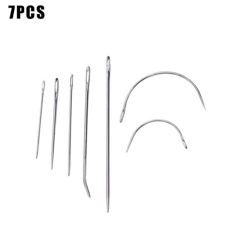 6 Pcs Curved Beading Needles, 5.4 Inches Stainless Steel Big Eye Needles For Jewelry Making
