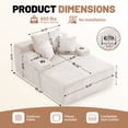 thumbnail image 5 of 66 Inch Chaise Lounge Chair for Indoor Use, Oversized Corduroy Upholstered Boneless Sofa Bed, Deep Seat Sleeper Couch, No Assembly Required，800lb Support white, 5 of 8