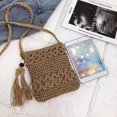 thumbnail image 4 of Bolso de paja ZHAOCHENG estilo bohemio hecho a mano con bandolera y cremallera, 4 of 5