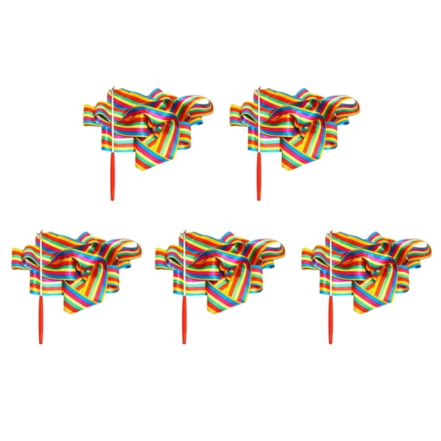 5X Ribbon Dance Rainbow Ribbon Children'S Dance Gymnastics Rhythm Stick Colorful Gymnastics Ribbon Sporting Goods (2M)