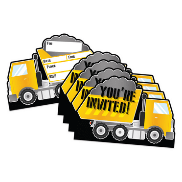 Construction Birthday Party Invitations & Envelopes Value Pack (20 Count)