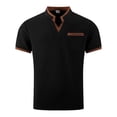 thumbnail image 4 of JAJAHO Mens V Neck T-Shirt Casual Stretch Solid Color Short Sleeve Pocket Tees Textured Shirts Versatile Tops, 4 of 5