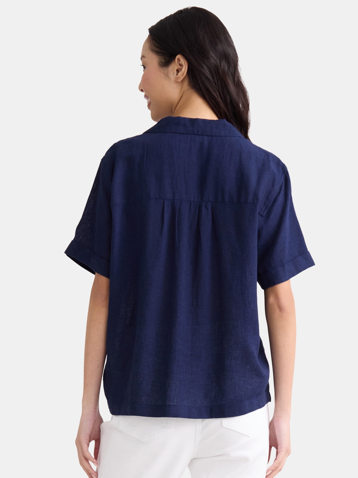 Time and Tru Women’s Cropped Camp Shirt, Sizes XS-XXXL