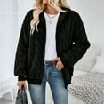 thumbnail image 2 of Stichou Womens Fleece Zip Up Jacket with Pockets Oversized Long Sherpa Hoodie Fuzzy Jackets Warm Teddy Coat Black XL, 2 of 5