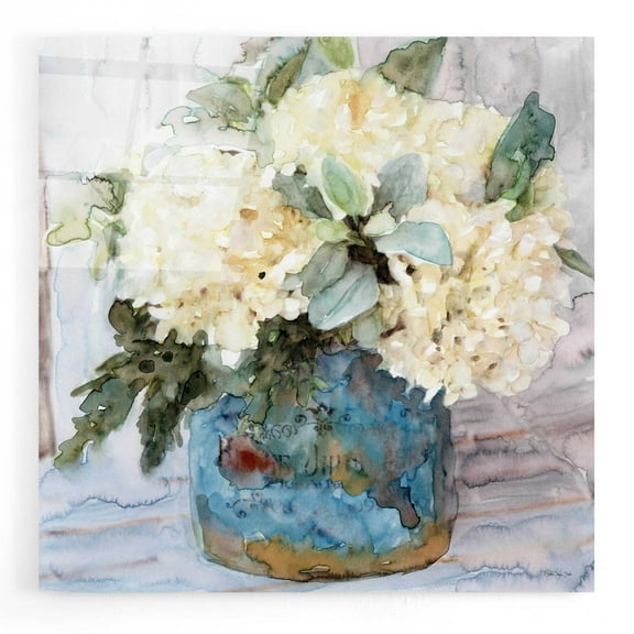 Epic Art 'Country Basket of Blooms I' by Stellar Design Studio, Acrylic Glass Wall Art, 12"x12"