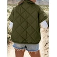 thumbnail image 5 of Quilted Jackets for Women Casual Short Sleeve Zip Up Warm Vests Green S, 5 of 10