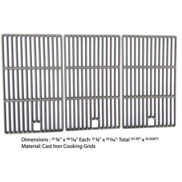 Replacement Cast Cooking Grates For BBQTEK GSC3218CN, BroilChef GSC3218WA, Great Outdoors TG560, 3218LT, 3218LTM, 3218LTN, DG0576CC, E3518-LP, E3518-LPG, L3218, Gas Models, Set of 3