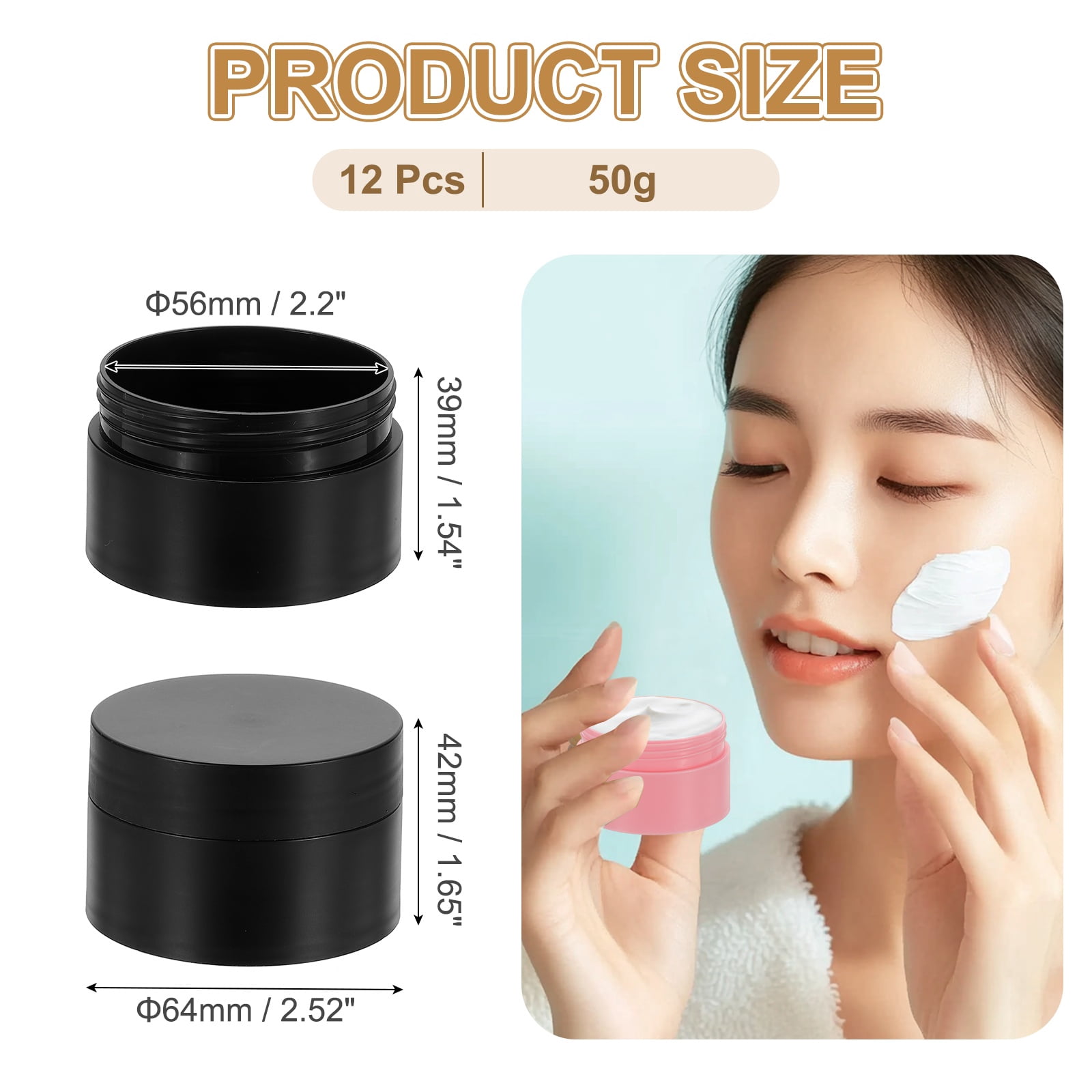 Uxcell 12Pcs Travel Bottles with Screw Lids, 1.8oz Refillable Cosmetic Containers with Inner Liners for Shampoo Lotions Makeup Face Creams DIY Making, Black