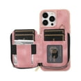 thumbnail image 2 of Crossbody Wallet Case for iPhone 13 Pro Max, Zipper Pocket Case with Card Holder, PU Leather Protective Cover Case with Kickstand Detachable Wrist Strap Lanyard for 6.7", Pink, 2 of 7