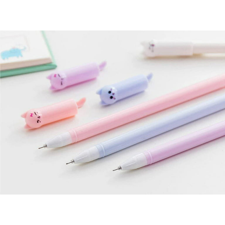 Wabjtam 12 Pieces Cute Cat Pen 0.5 Mm Gel Kawaii Pens Black Ball Point  Japanese Pens For Cat School Office Supplies Kawaii Accessories For Cat  Lovers