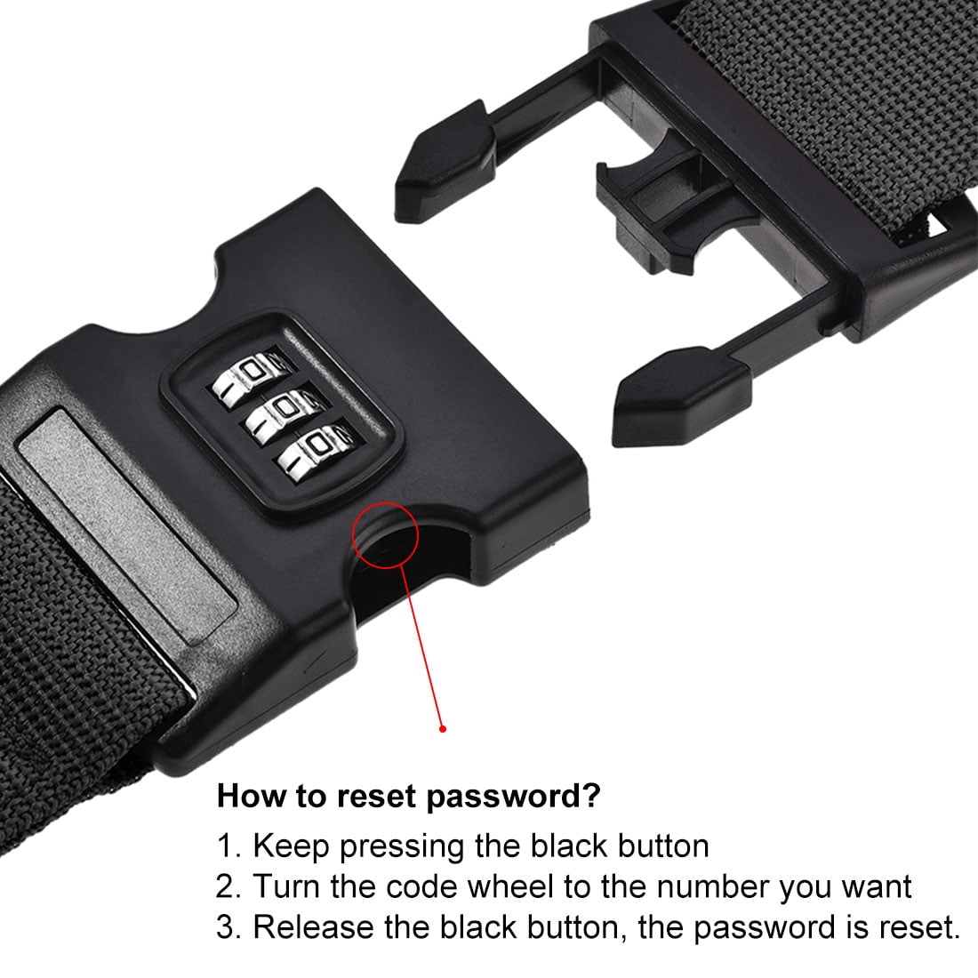 Unique Bargains Luggage Straps Suitcase Belts with Buckle PP Travel Packing Accessories Black
