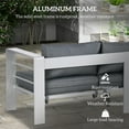 thumbnail image 2 of Demi Bonn Outdoor Loveseat Sofa Aluminum Patio Furniture with Wide Armrests, All-Weather Metal Outdoor Couch with Cushions, Gray, 2 of 11