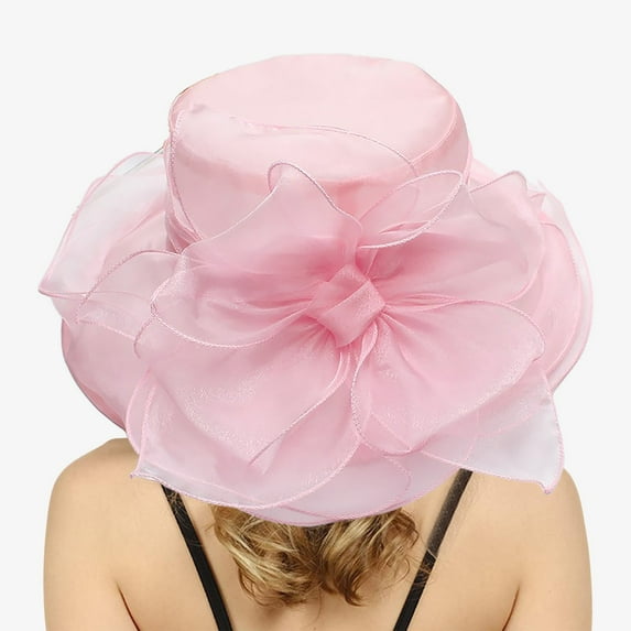 Yuanlong Womens Hats Oversized Wide Brim Leaf Flower Design Sun Hat Spring Summer Wedding Tea Party Elegant Cap For Lady