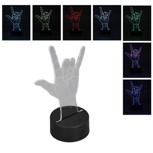 Lámpara Romántica De 7 Colores LED 3D, Luz Nocturna De Lenguaje De Señas 3D, USB Ajustable O Con Pilas, Uso Seguro Para Decoración Del Hogar Para El Día De San Valentín Para