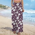 thumbnail image 6 of WRKEKC Womens Trendy Floral Printed Pants Elastic Waist Casual Loose Wide Leg with Drawstring for Workwear and Split Detail, 6 of 9