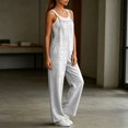 thumbnail image 2 of Casual Wide Leg Overalls for Women, Loose Fit Sleeveless Jumpsuits, Buckle Up Wide Leg Jumpsuit, Denim Bib Baggy Barrel Jeans Y2k Denim Boyfriend Harem Pants, Summer Fall Outfits,WhiteM, 2 of 2