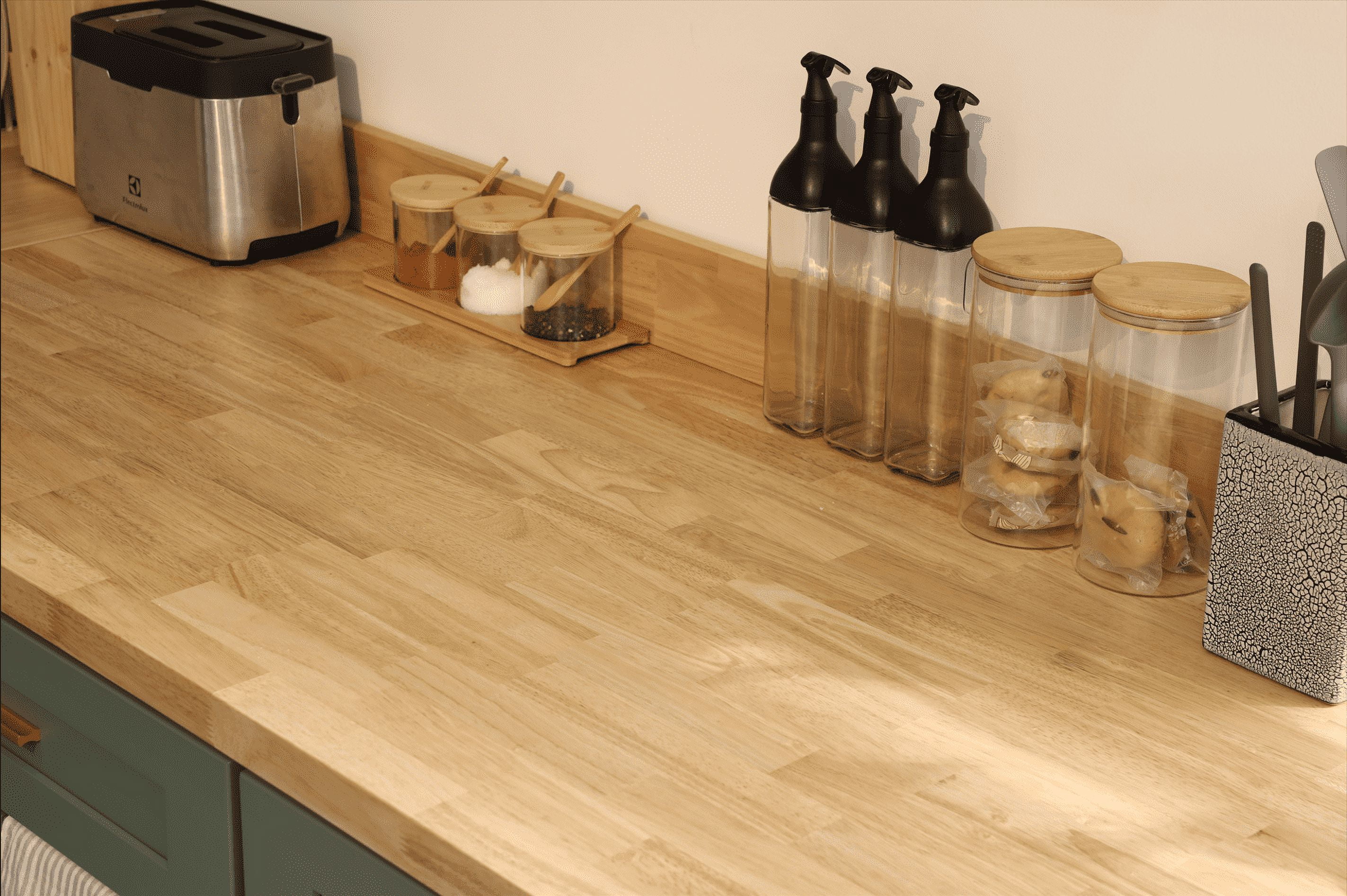 8ft. L x 25"W x 1.5" Thick - Unfinished Hevea Solid Hardwood Butcher Block Countertop