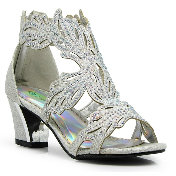 Enzo Romeo Lime03N Womens Open Toe Mid Heel Wedding Rhinestone Gladiator Sandal Wedge Shoes (7, Silver)